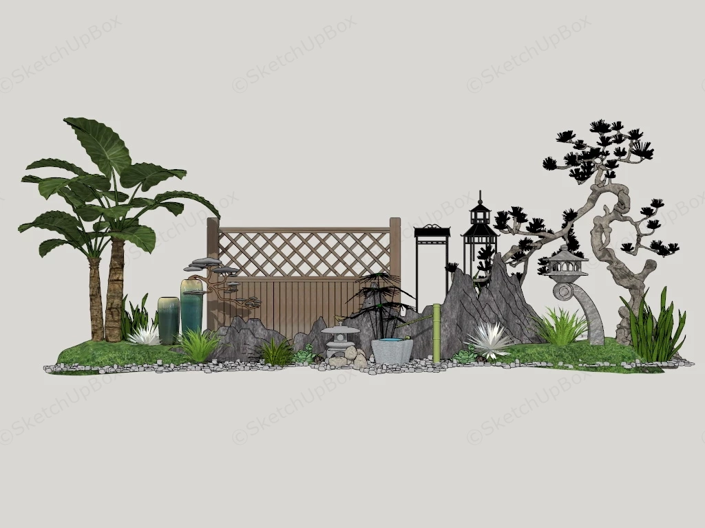 Mini Zen Garden Design sketchup model preview - SketchupBox