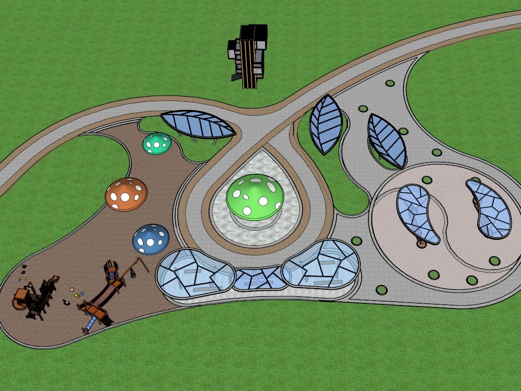 Neighborhood Park Playground sketchup model preview - SketchupBox