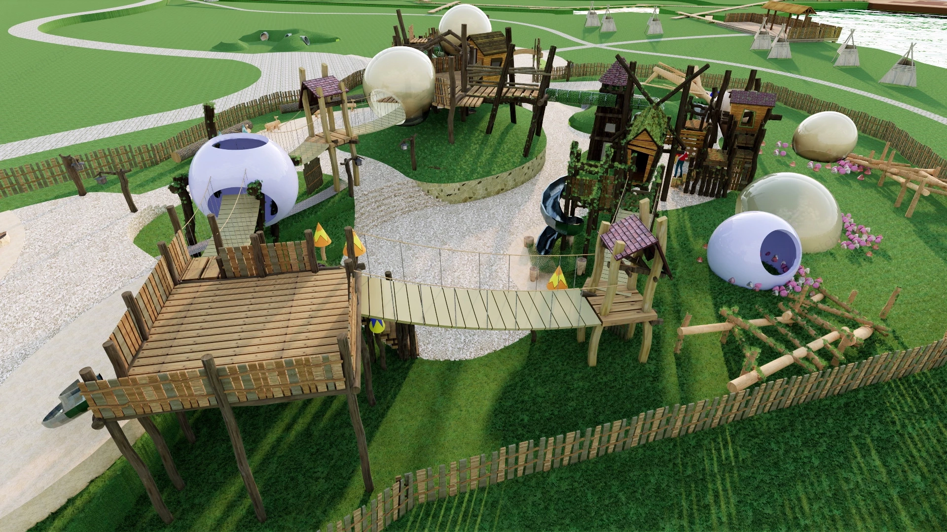 Rustic Adventure Playground Design sketchup model preview - SketchupBox