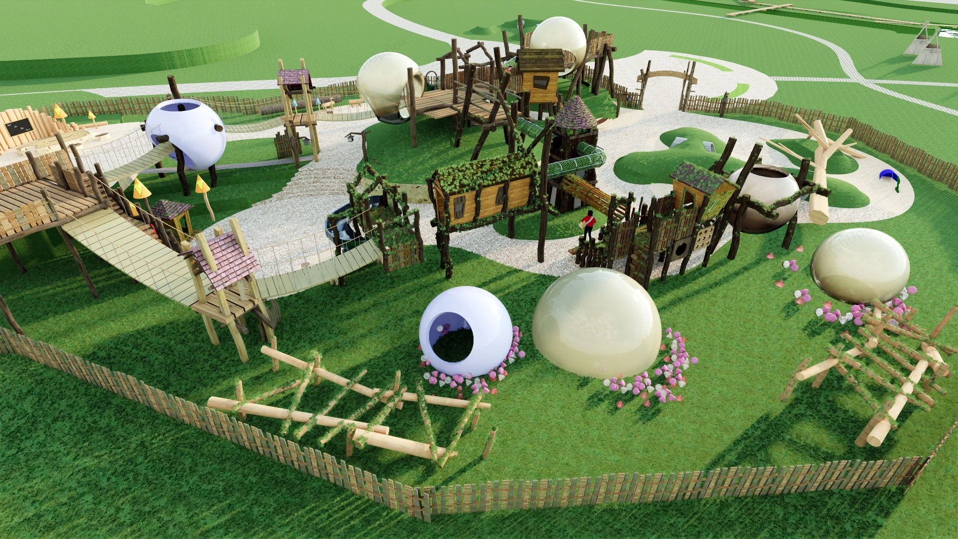 Rustic Adventure Playground Design sketchup model preview - SketchupBox