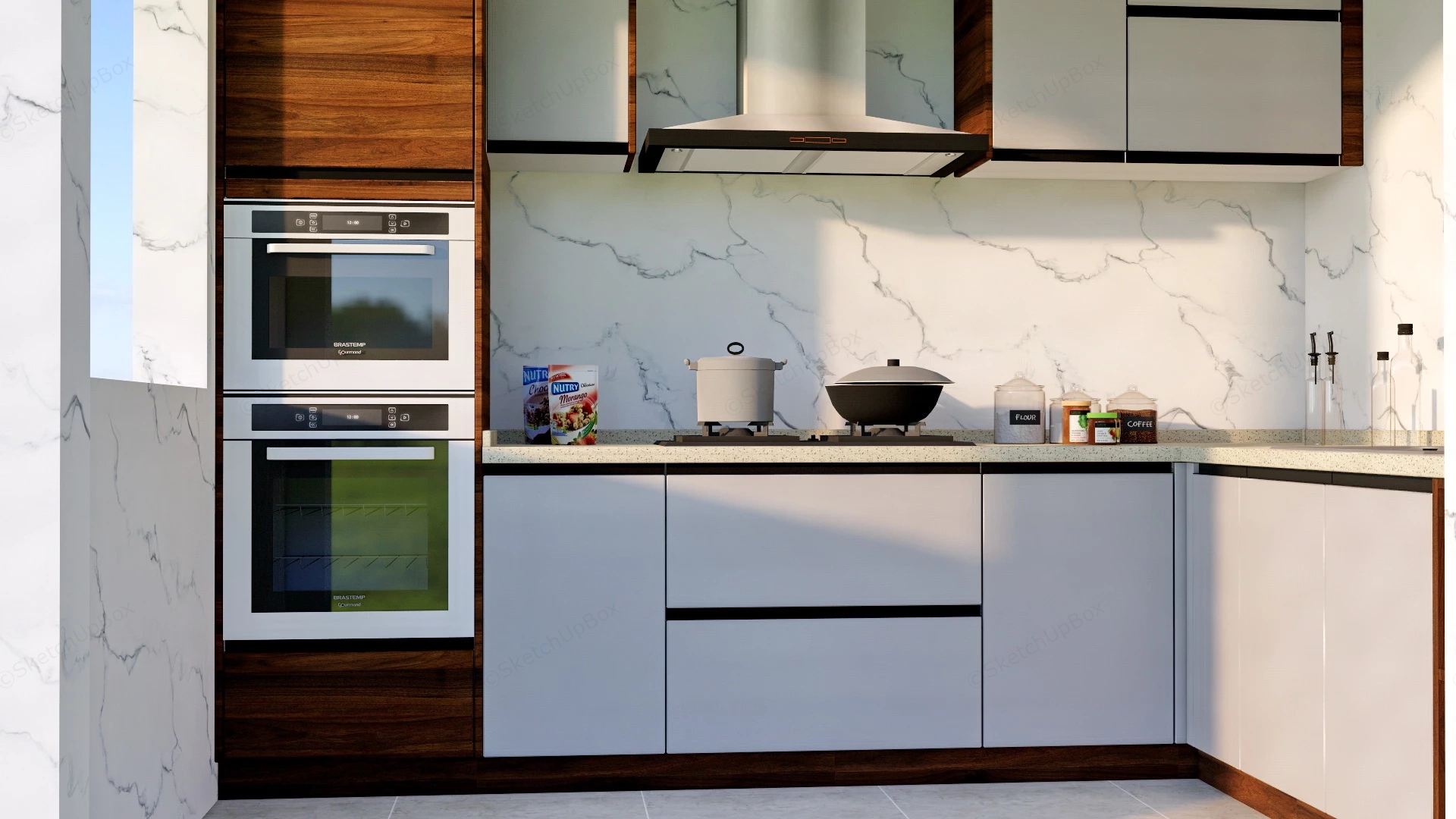 Small L Shaped Kitchen Design sketchup model preview - SketchupBox
