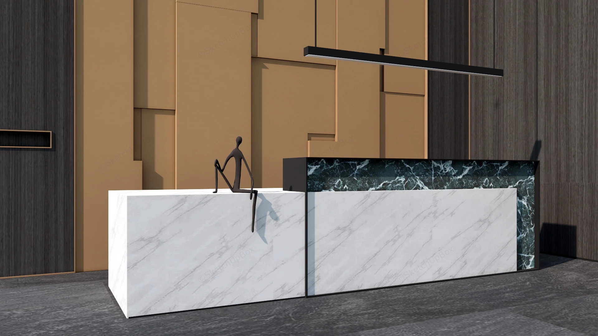 High End Marble Reception Desk sketchup model preview - SketchupBox