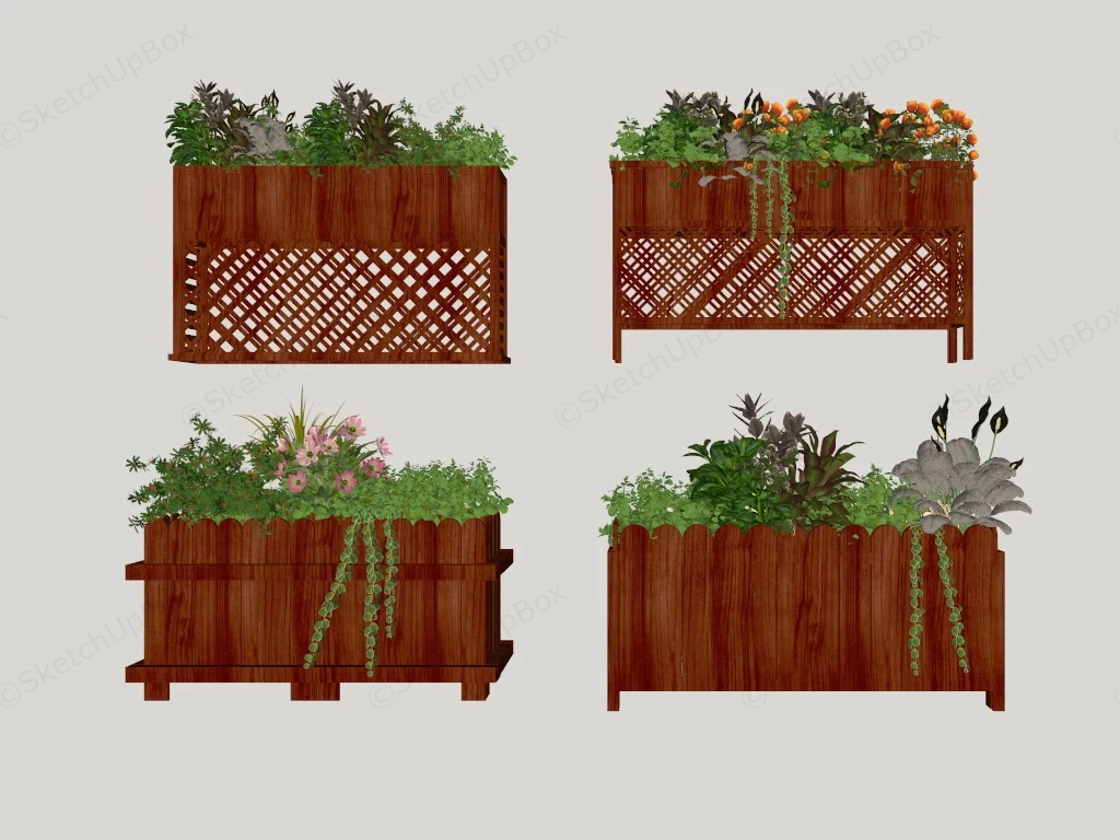Raised Planter Boxes sketchup model preview - SketchupBox