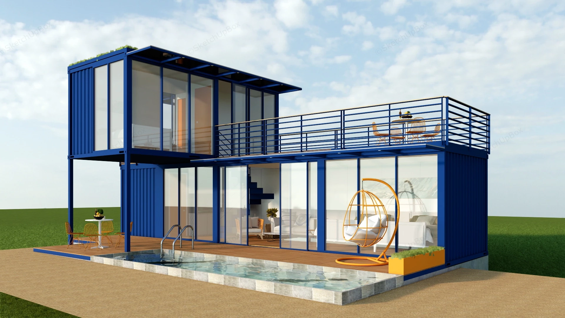 2 Story Container Home sketchup model preview - SketchupBox
