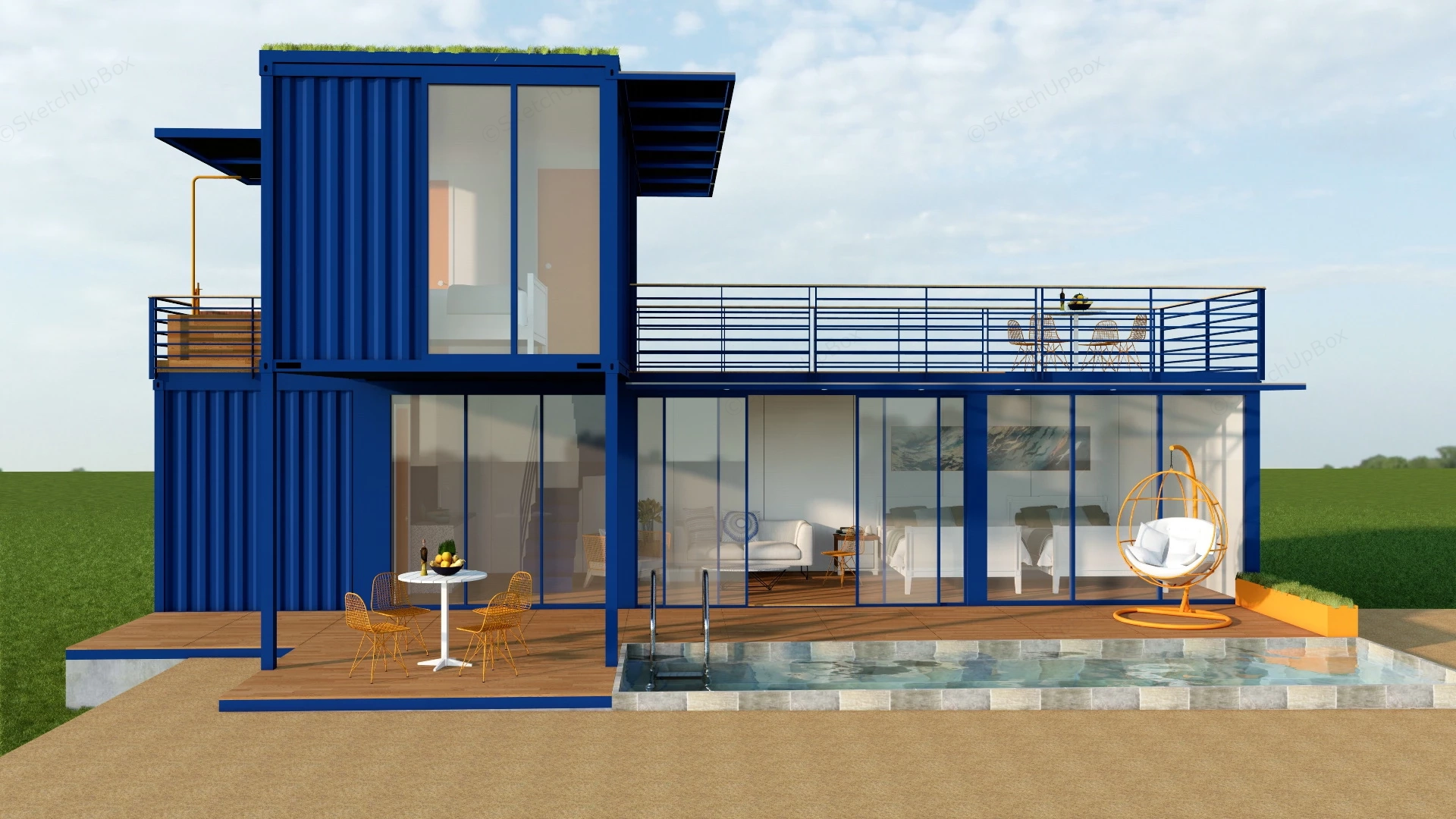 2 Story Container Home sketchup model preview - SketchupBox