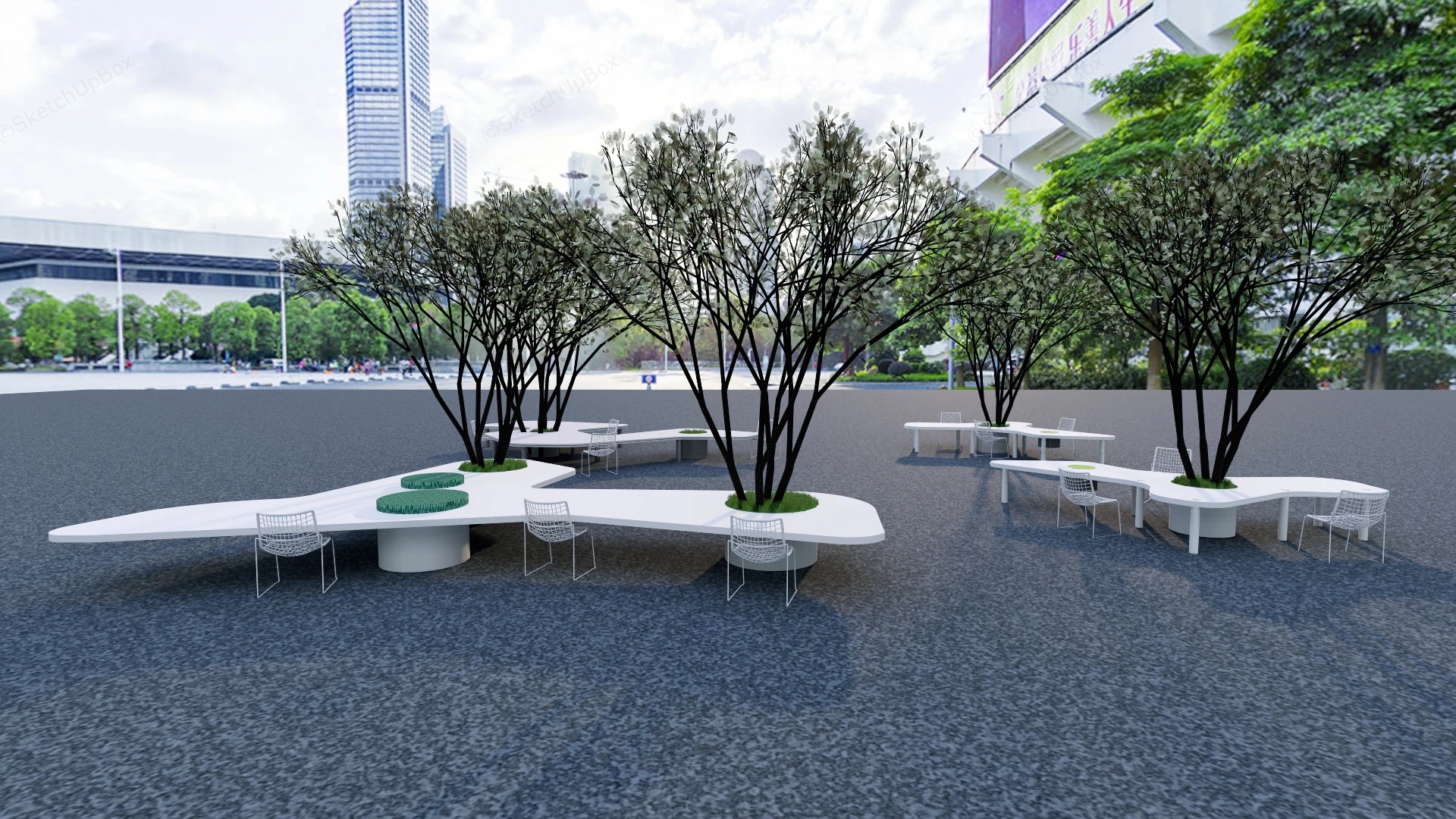 Creative Public Area Tables And Chairs sketchup model preview - SketchupBox
