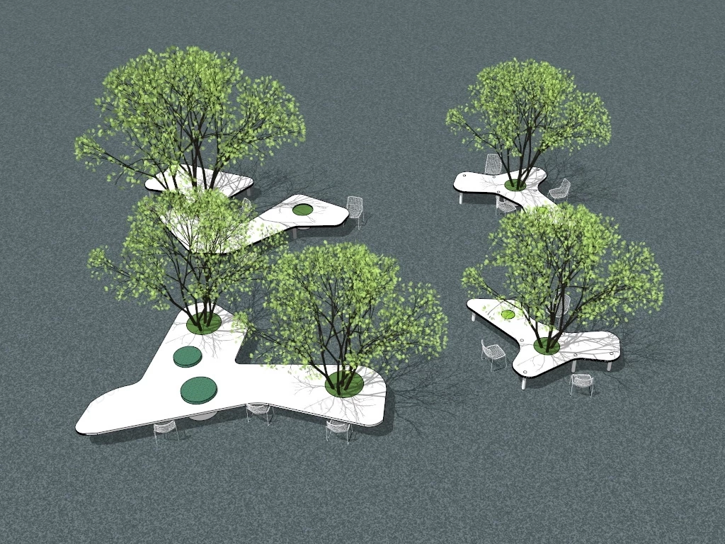 Creative Public Area Tables And Chairs sketchup model preview - SketchupBox