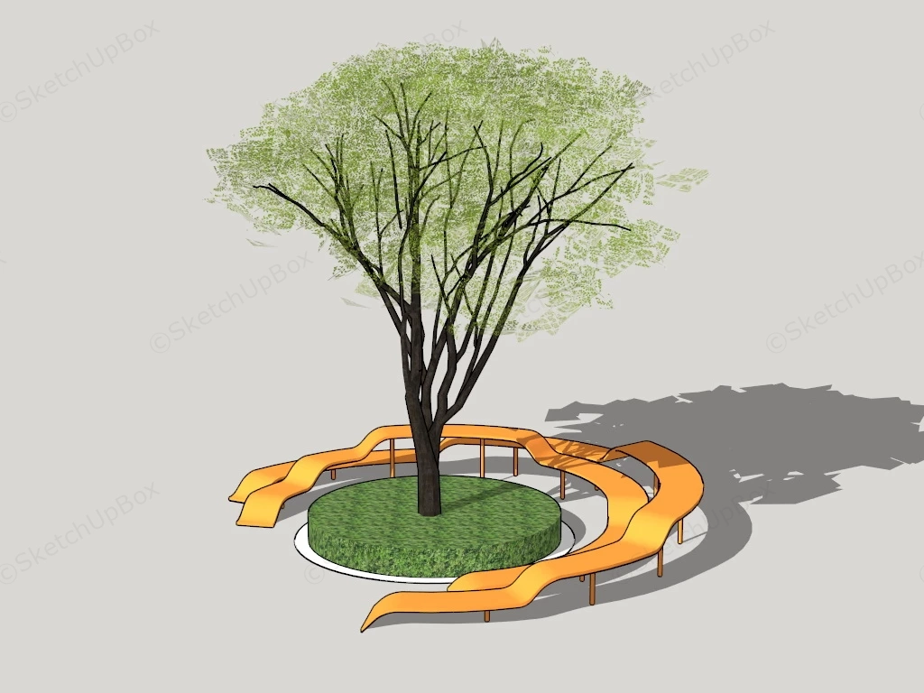 Around Tree Bench sketchup model preview - SketchupBox