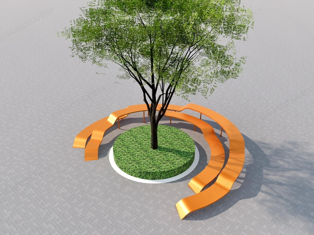 Around Tree Bench sketchup model preview - SketchupBox