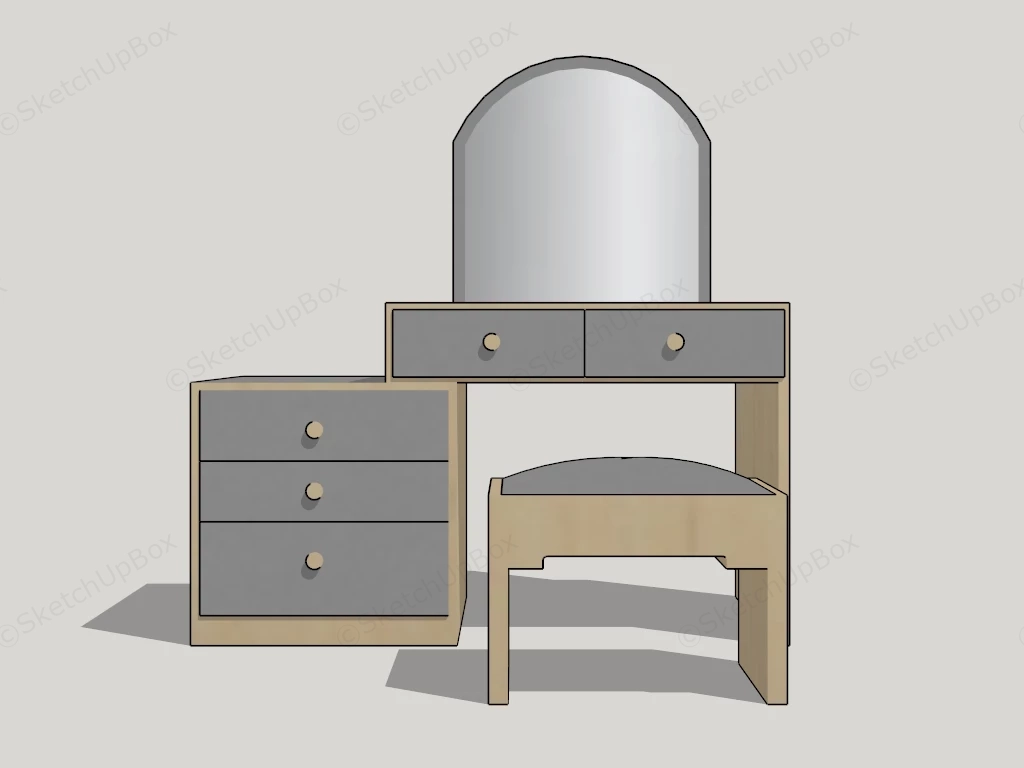 Simple Dressing Table With Mirror Design sketchup model preview - SketchupBox