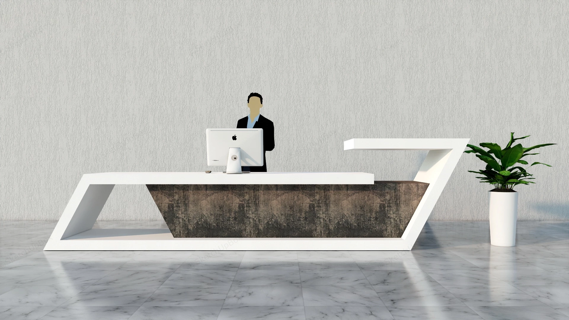 Minimalist Reception Design sketchup model preview - SketchupBox