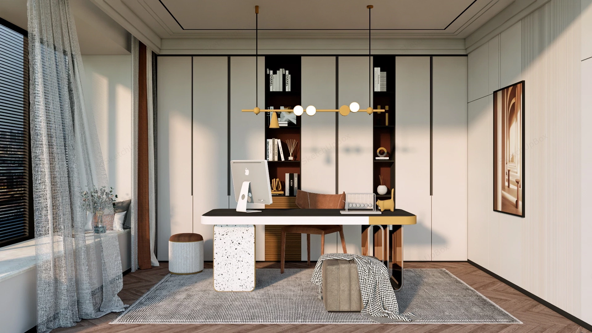Modern Home Office Design sketchup model preview - SketchupBox