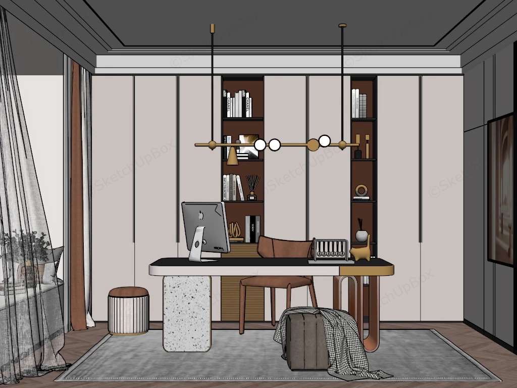 Modern Home Office Design sketchup model preview - SketchupBox