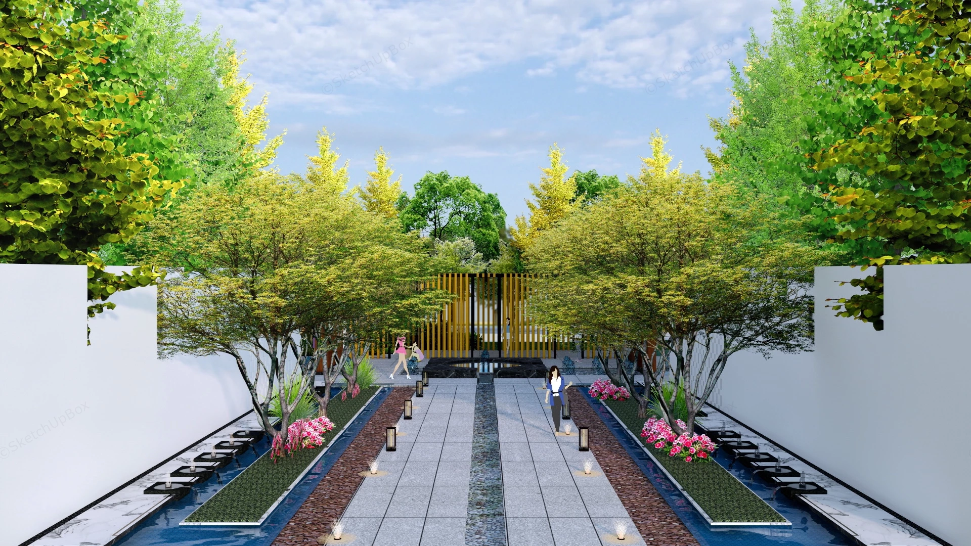 Asian Garden Landscape Design sketchup model preview - SketchupBox