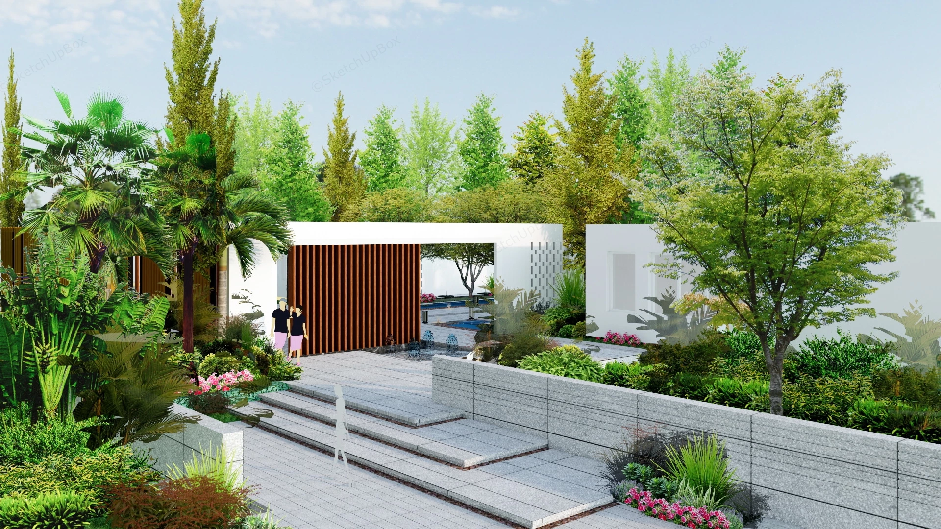 Asian Garden Landscape Design sketchup model preview - SketchupBox