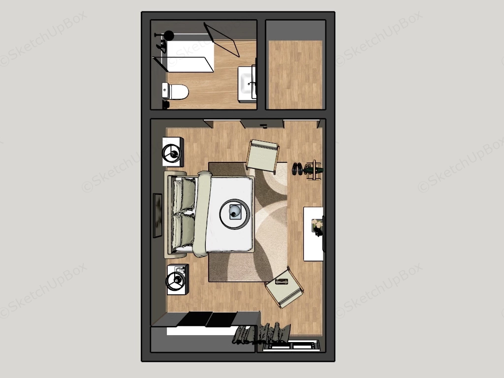 Cream And Beige Bedroom sketchup model preview - SketchupBox