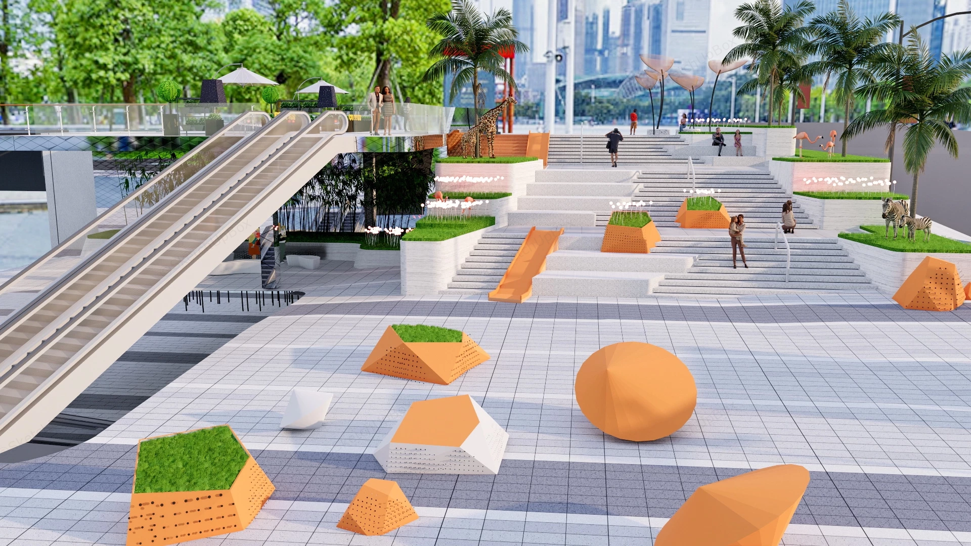 Staircase With Public Square sketchup model preview - SketchupBox