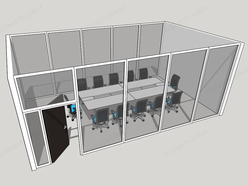 Conference Room With Glass Panels sketchup model preview - SketchupBox