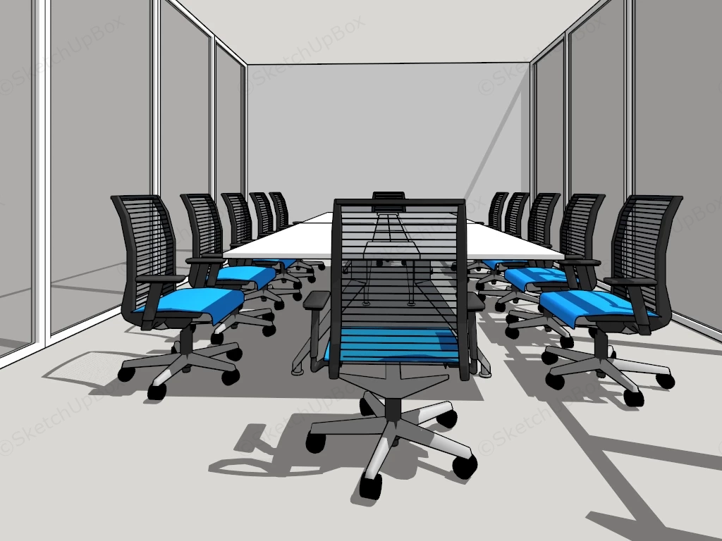Conference Room With Glass Panels sketchup model preview - SketchupBox