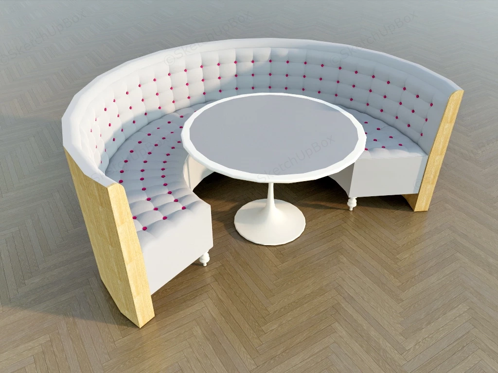 Curved Booth Seating With Table sketchup model preview - SketchupBox
