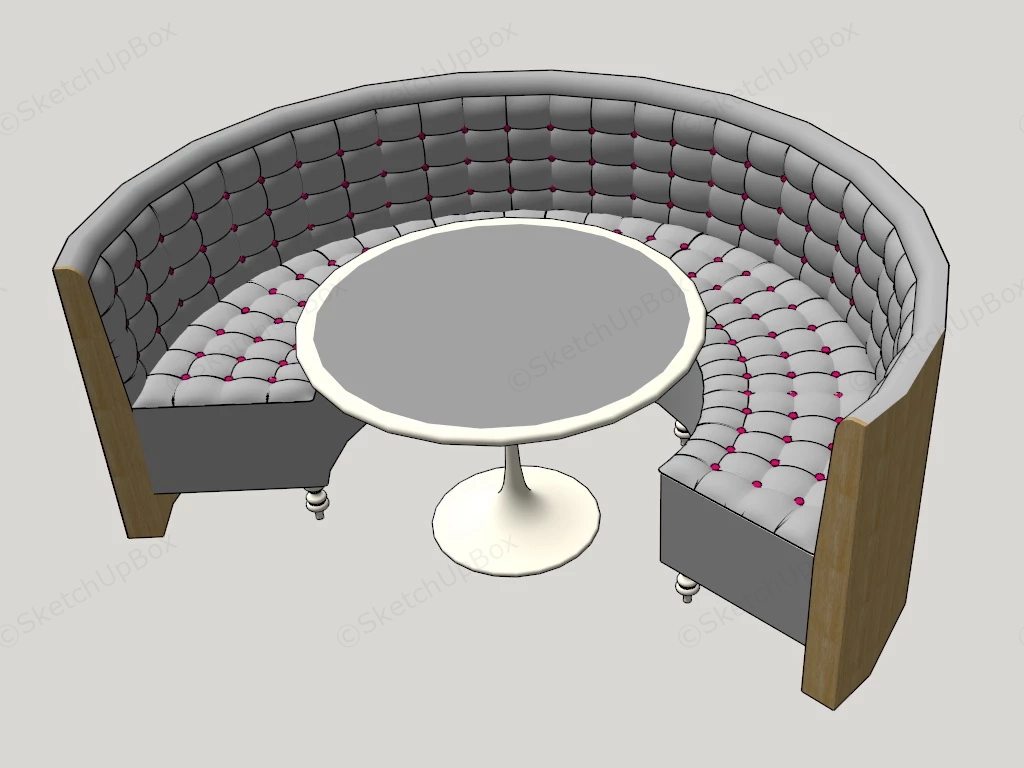 Curved Booth Seating With Table sketchup model preview - SketchupBox