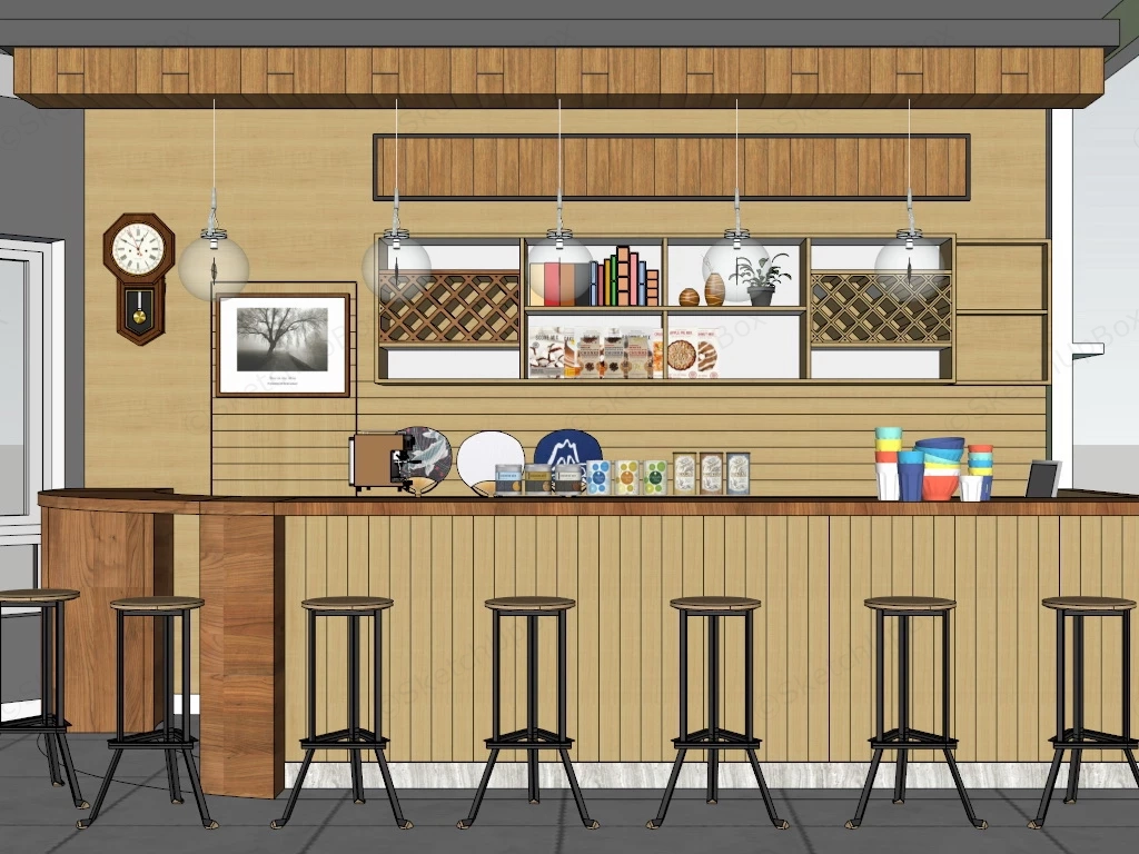 Rustic Home Bar sketchup model preview - SketchupBox