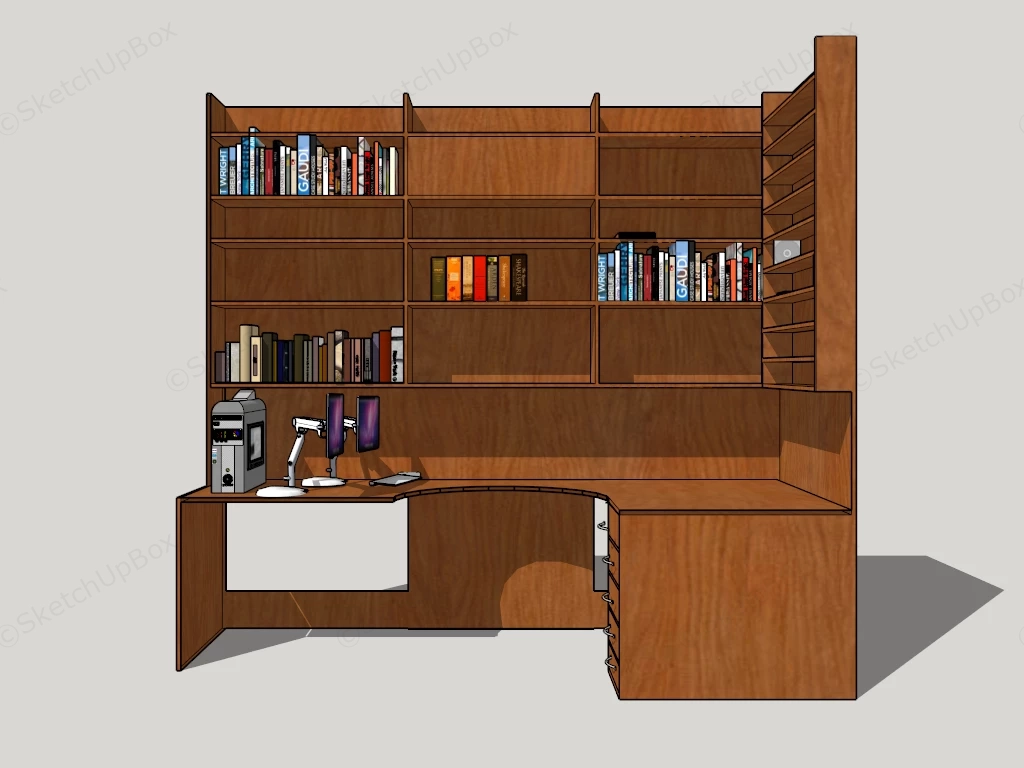 Home Office Desk With Hutch sketchup model preview - SketchupBox