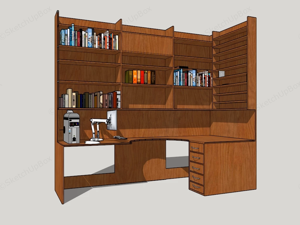 Home Office Desk With Hutch sketchup model preview - SketchupBox