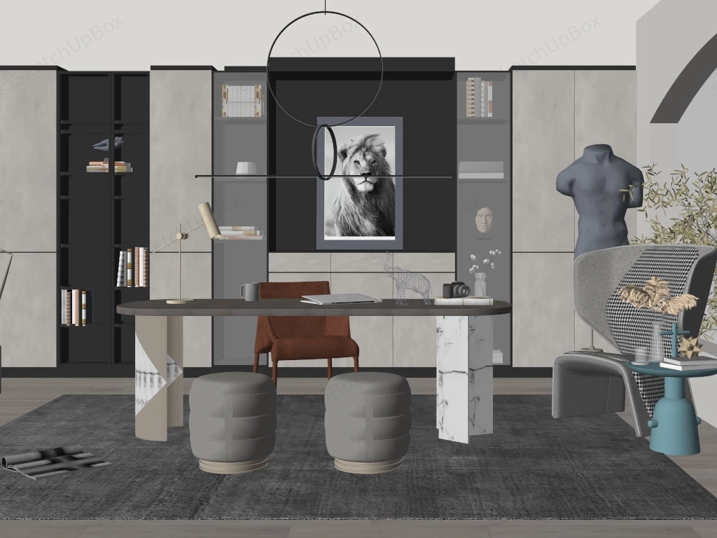 Architect Home Office sketchup model preview - SketchupBox