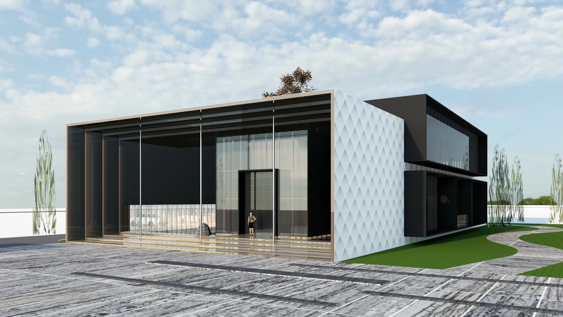 Modern Small Office Exterior Design sketchup model preview - SketchupBox