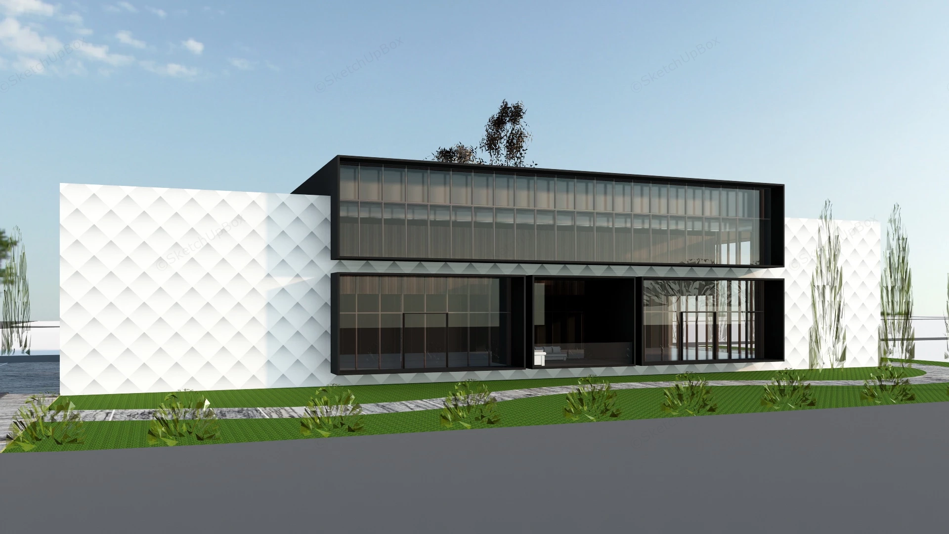 Modern Small Office Exterior Design sketchup model preview - SketchupBox