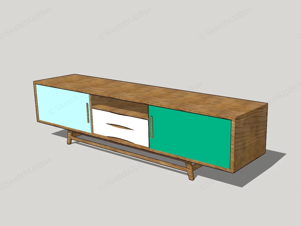 Rustic Wood TV Stand Console sketchup model preview - SketchupBox