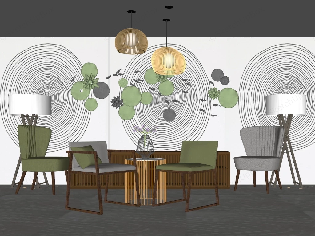 Minimalist Accent Chair Set sketchup model preview - SketchupBox
