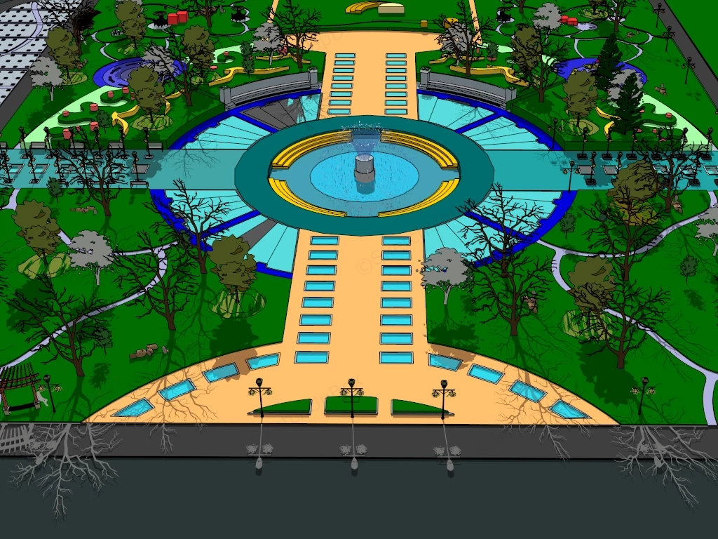 Square Landscaping Plan sketchup model preview - SketchupBox