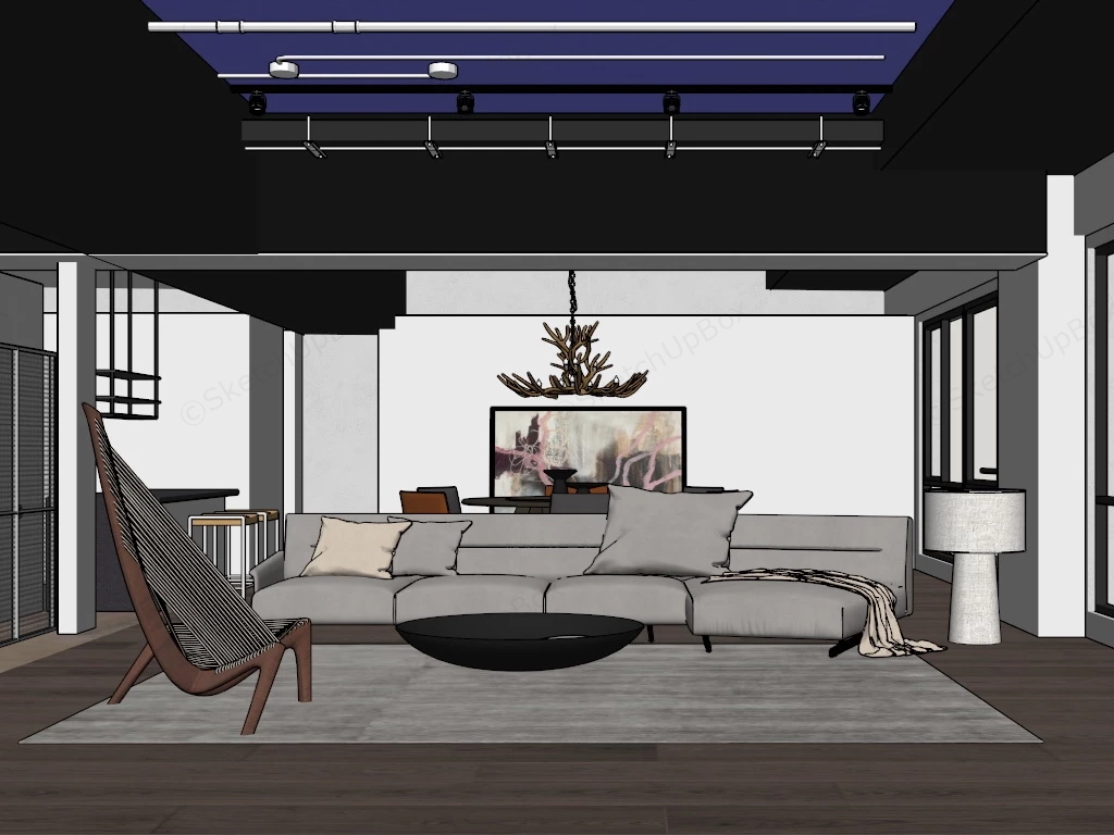 Living Room With Bar Area sketchup model preview - SketchupBox