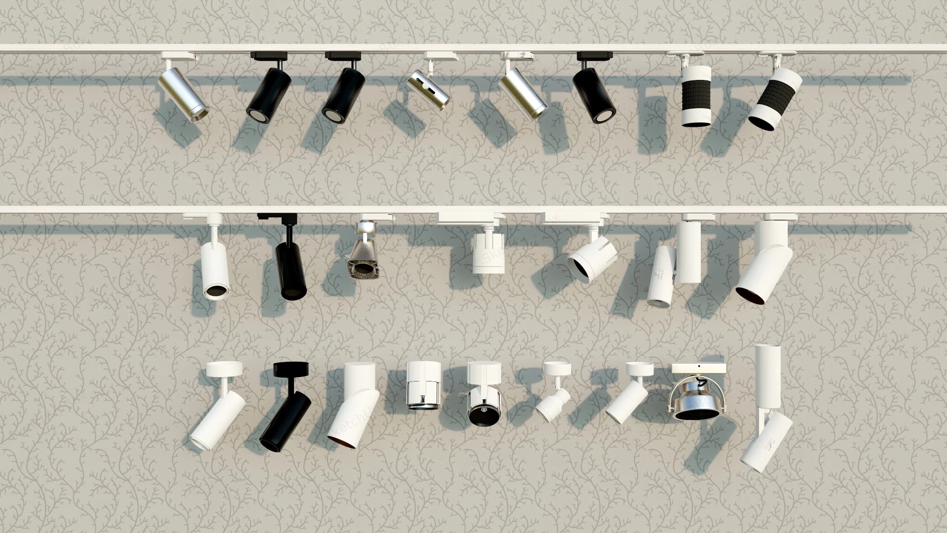 Track Lighting With Spotlights sketchup model preview - SketchupBox