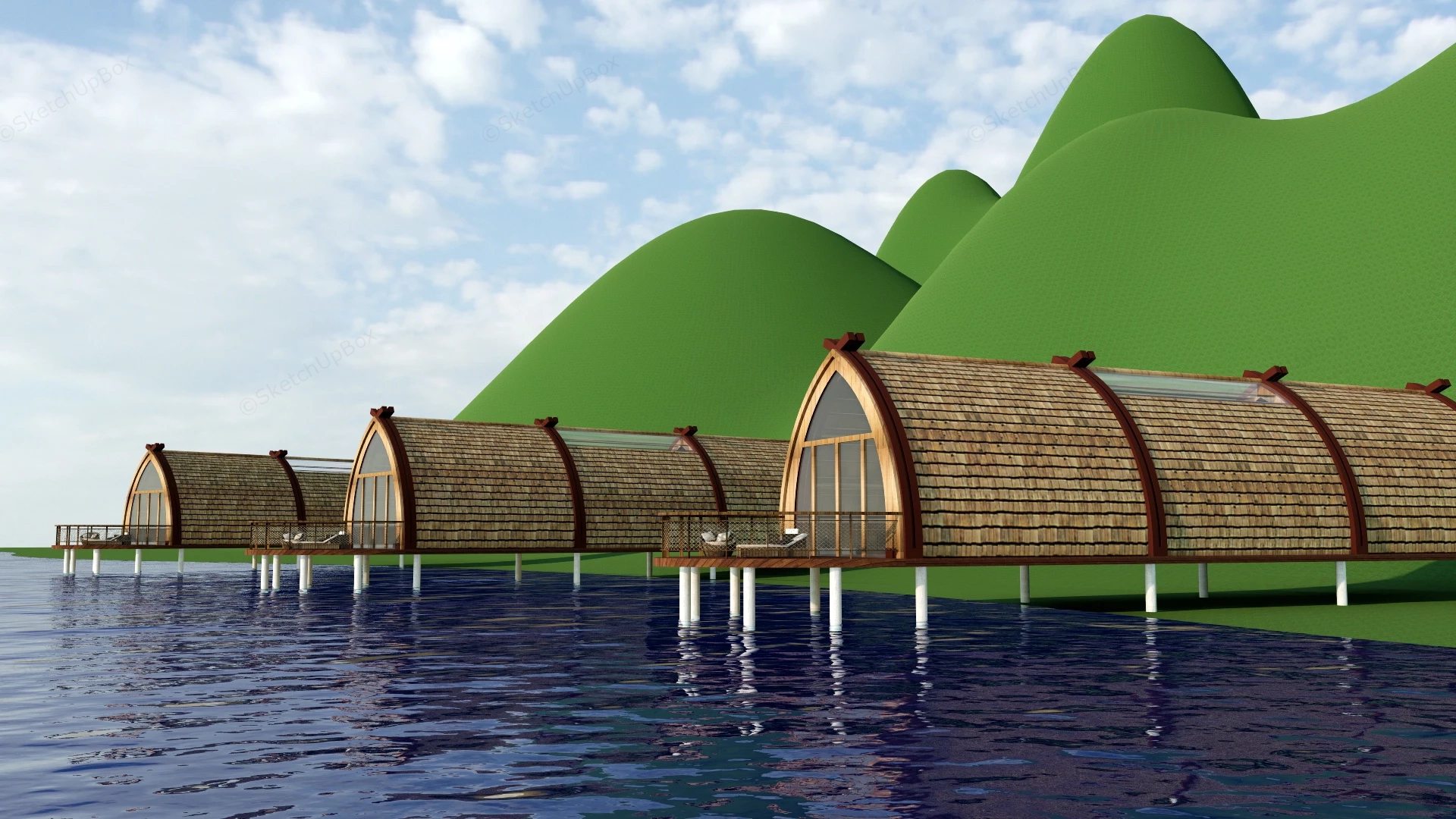 Luxury Waterdrop Glamping Pods sketchup model preview - SketchupBox