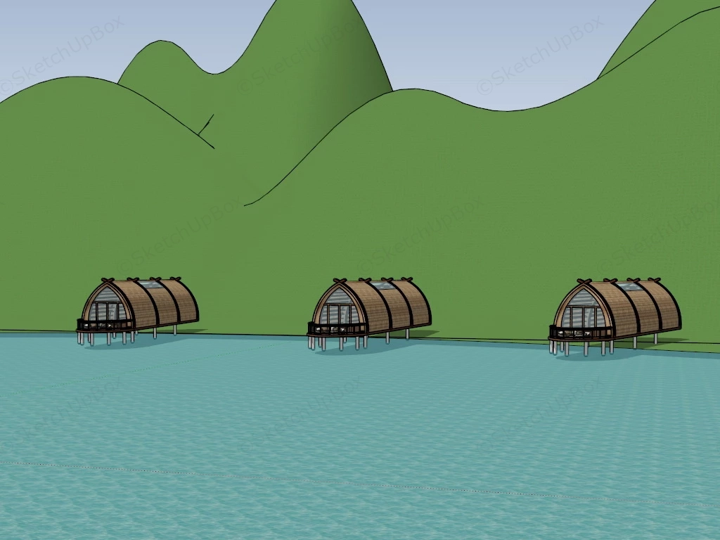 Luxury Waterdrop Glamping Pods sketchup model preview - SketchupBox