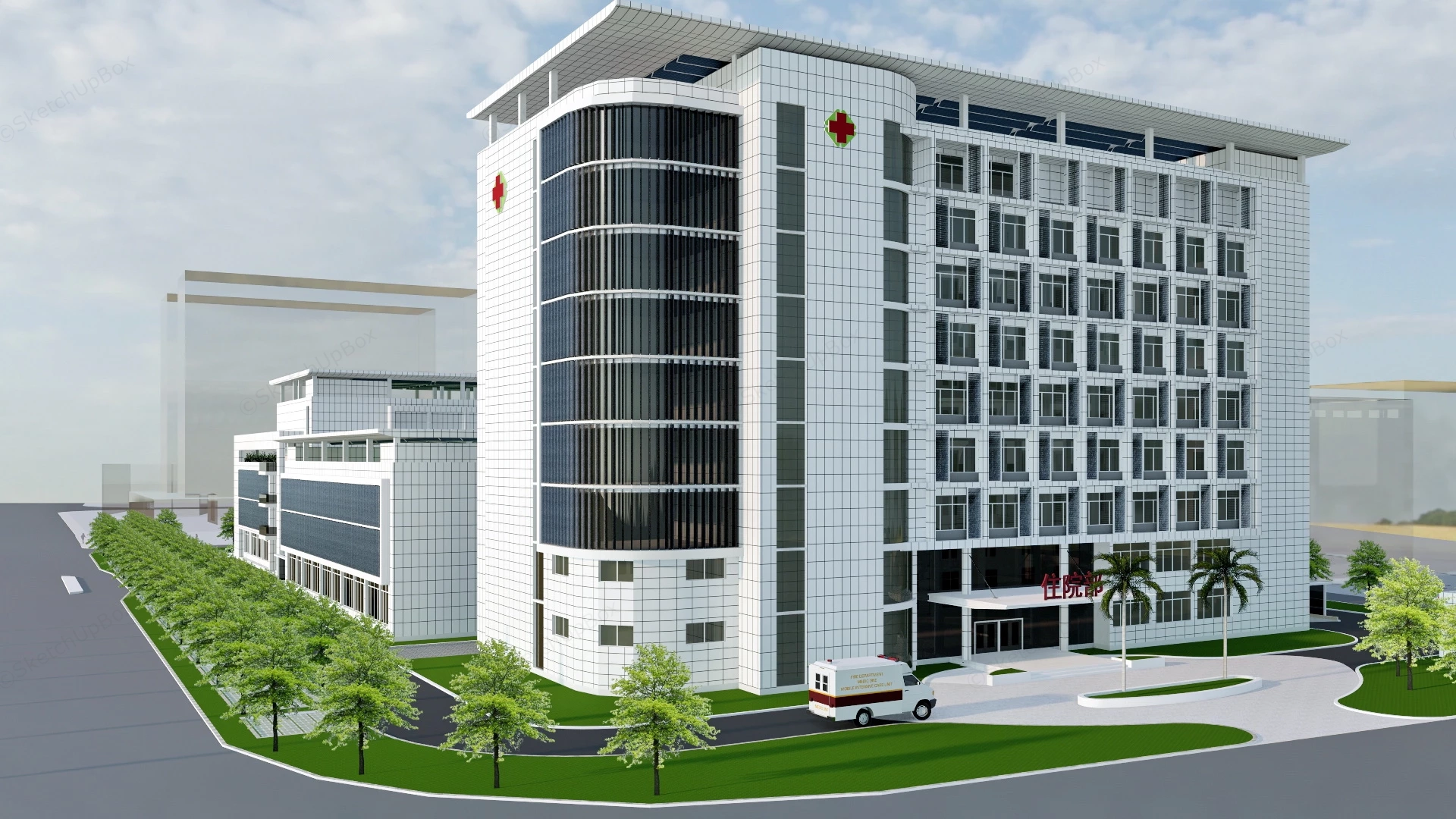 Chinese Medicine Hospital sketchup model preview - SketchupBox