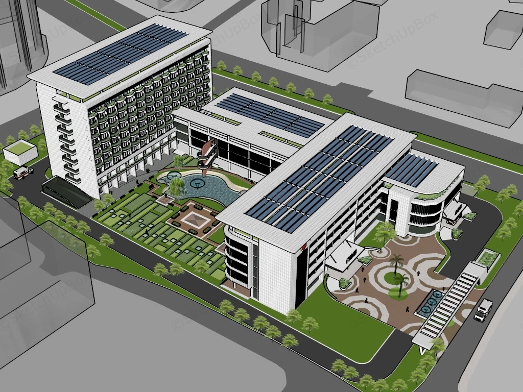 Chinese Medicine Hospital sketchup model preview - SketchupBox