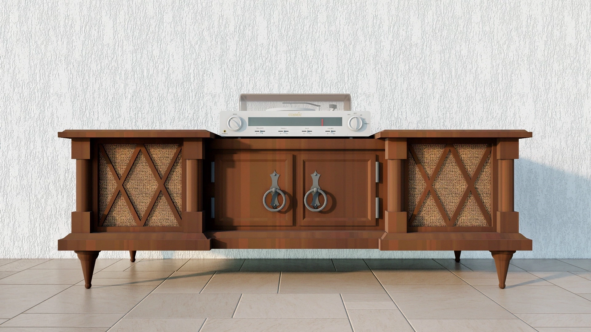 Vintage Media Console sketchup model preview - SketchupBox