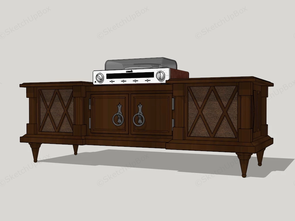 Vintage Media Console sketchup model preview - SketchupBox
