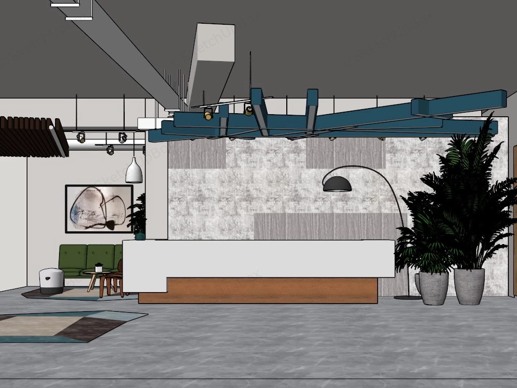 Gym Reception Desk Design sketchup model preview - SketchupBox
