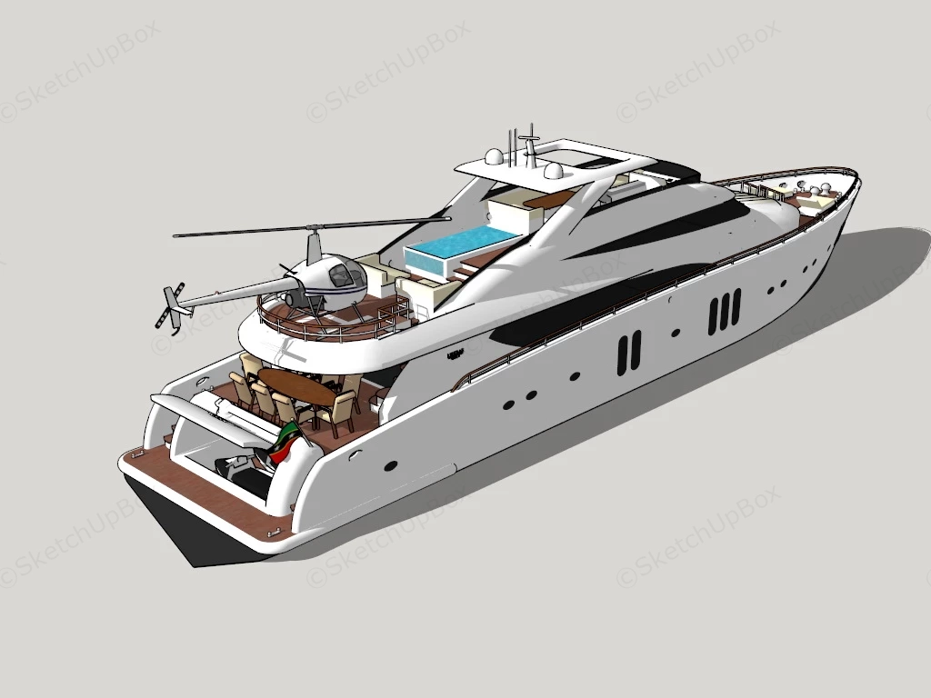 Luxury Yacht Ship sketchup model preview - SketchupBox