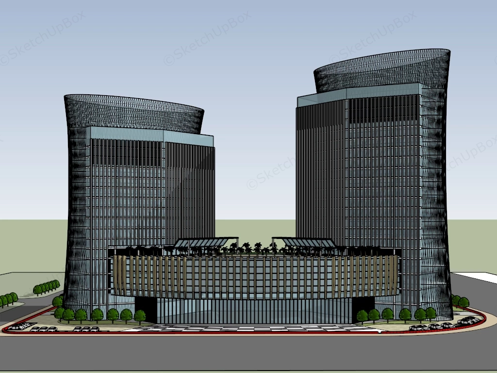 Modern Hotel Facade sketchup model preview - SketchupBox
