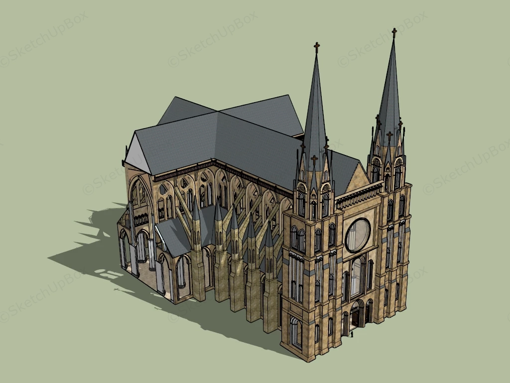 Gothic Style Cathedral sketchup model preview - SketchupBox
