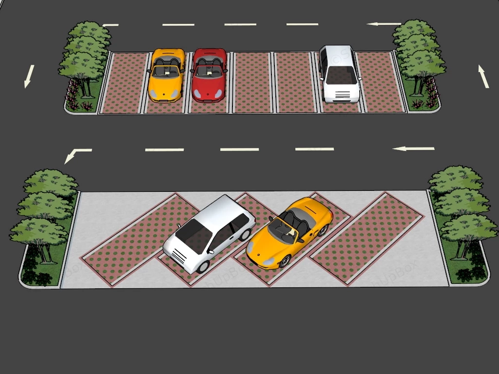 Car Parking Lot Design sketchup model preview - SketchupBox