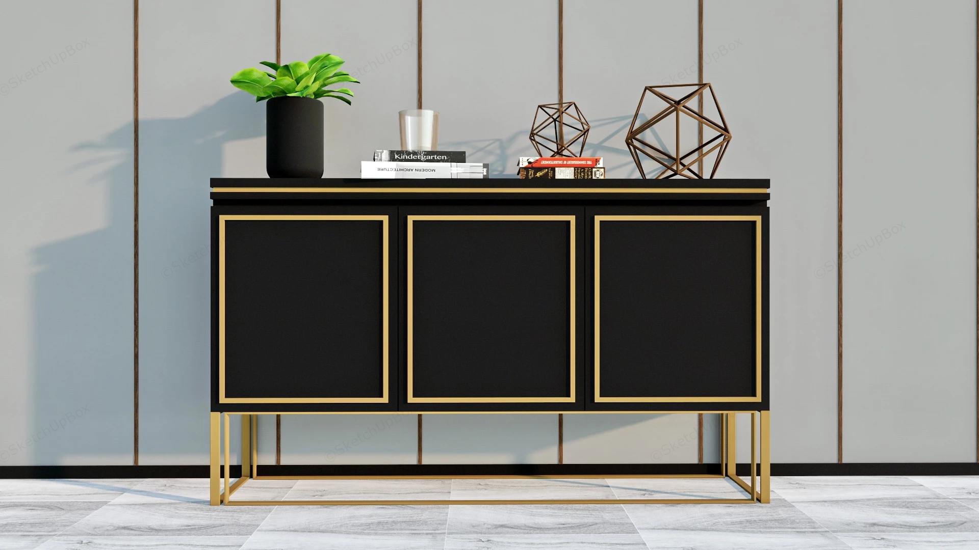 Black Consoles For Living Room sketchup model preview - SketchupBox