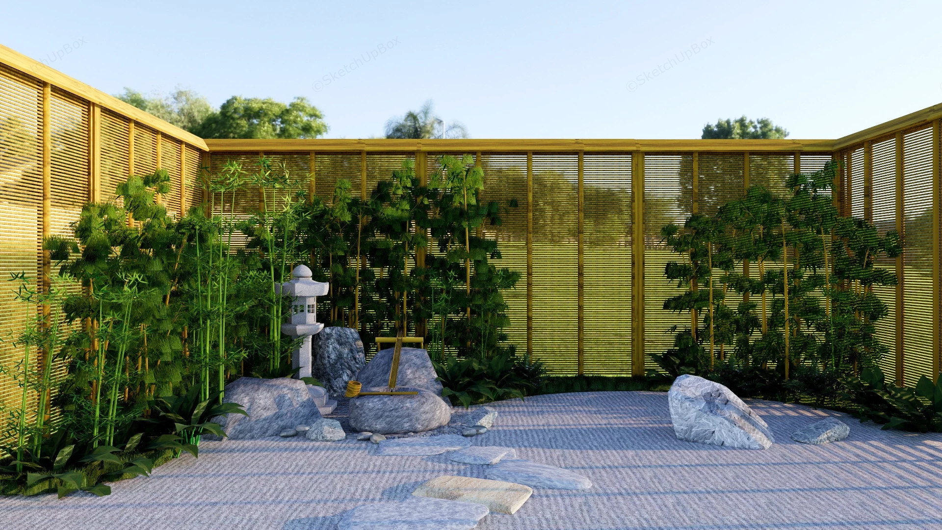 Bamboo Zen Garden sketchup model preview - SketchupBox