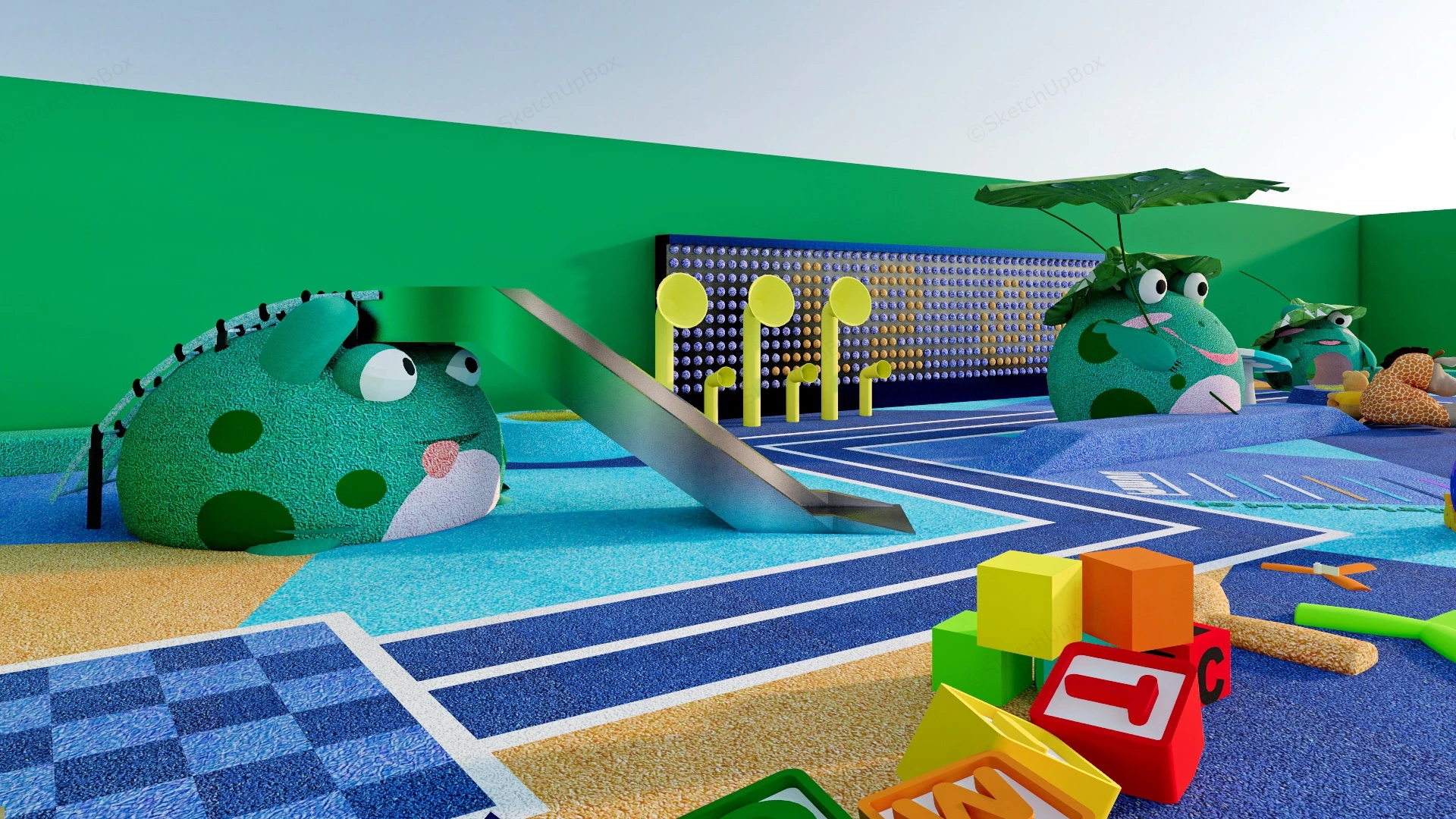 Frog Themed Playground sketchup model preview - SketchupBox